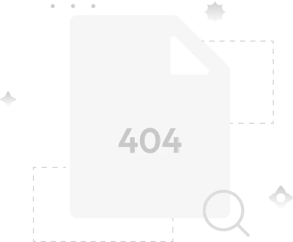 404 error page graphic indicating page not found, with surrounding design elements suggesting navigation issues.