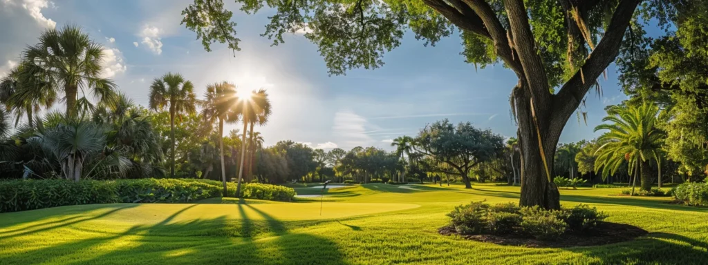 a vibrant florida landscape features a skilled arborist expertly trimming a lush, overgrown tree in bright sunlight, highlighting the importance of immediate tree care for safety and property protection.