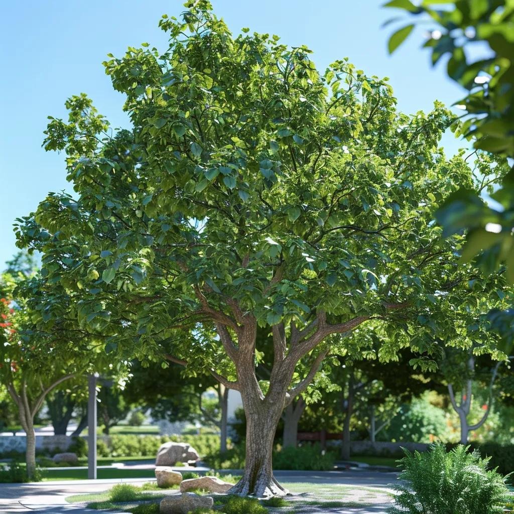Healthy tree with vibrant foliage and trunk, representing tree health and stability