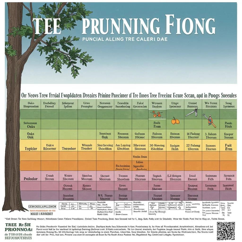 Seasonal calendar for tree pruning in Florida, highlighting optimal times for different tree species